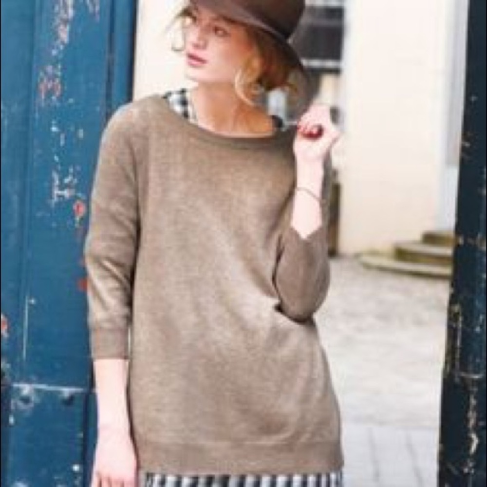 Garnet Hill Cashmere Tunic Sand Heather S